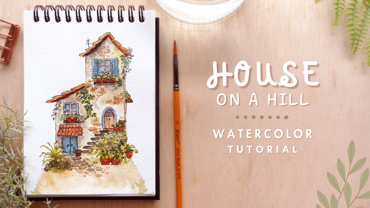 Mini House on a Hill: Ink and Wash Tutorial