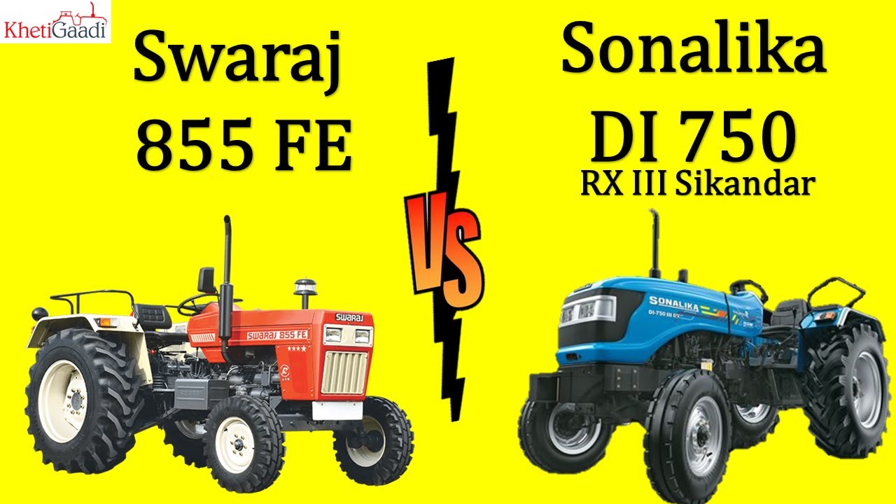 Sonalika DI 750 RX III Sikandar vs Swaraj 855 FE - 55 HP I Tractor Comparison I Khetigaadi