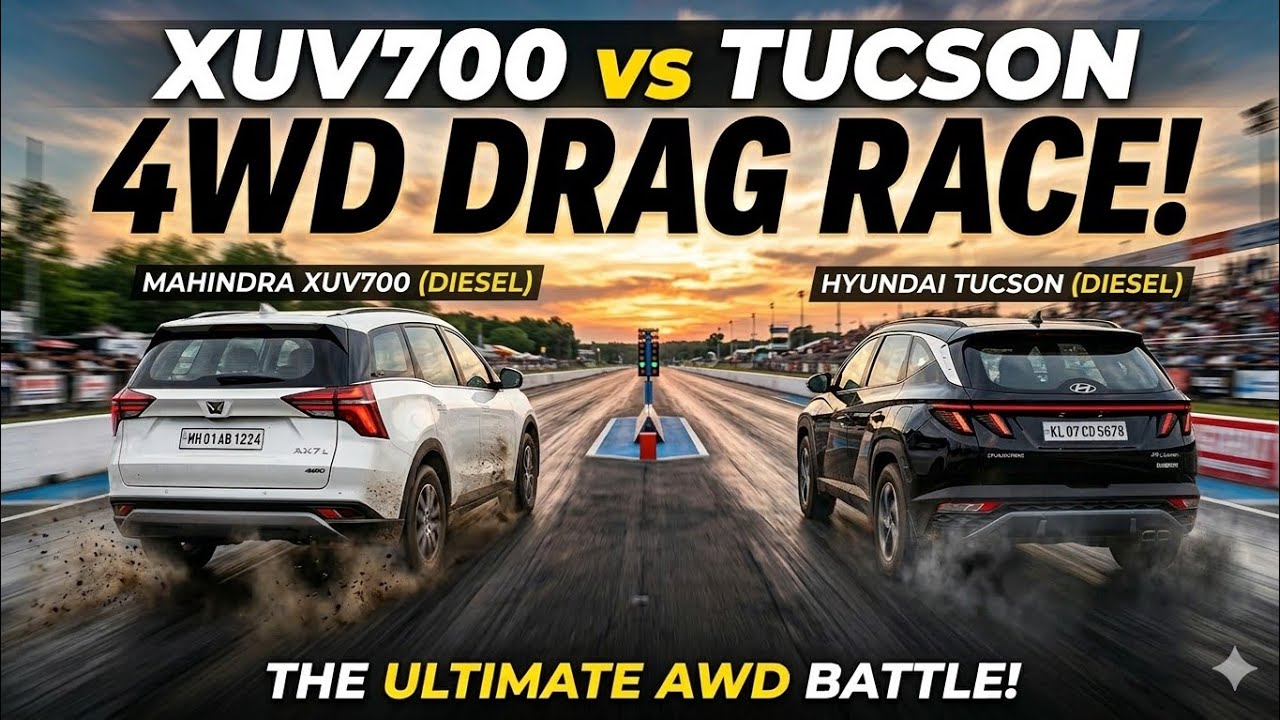 DRAG RACE - MAHINDRA XUV7OO vs. HUNDAI TUCSON -The 183BHP, 416 torque SUVs |  WHICH ONE IS BEST???