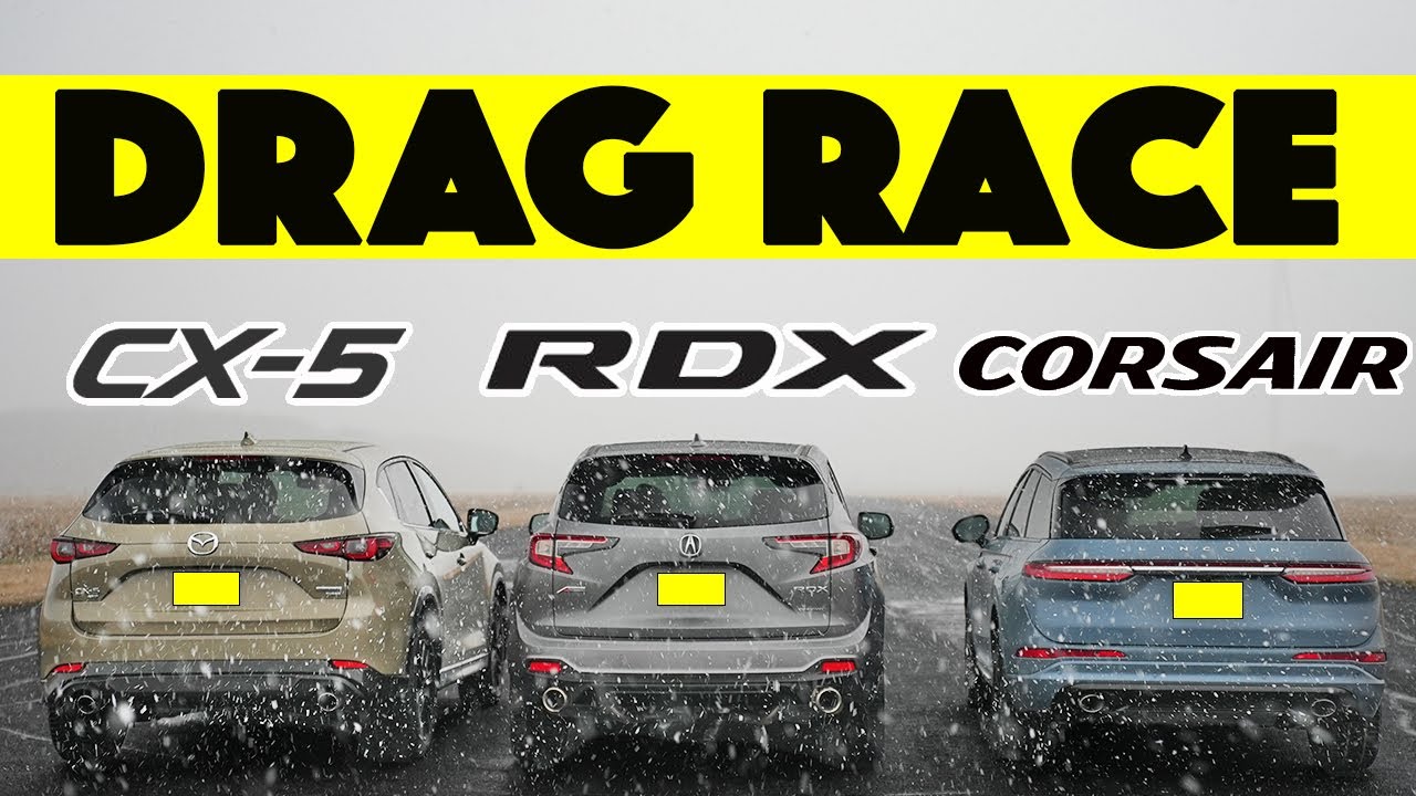 Угнать за 15 секунд! 2024 Acura RDX против Lincoln Corsair против Mazda CX-5: дрэг-н-ролльная гонка