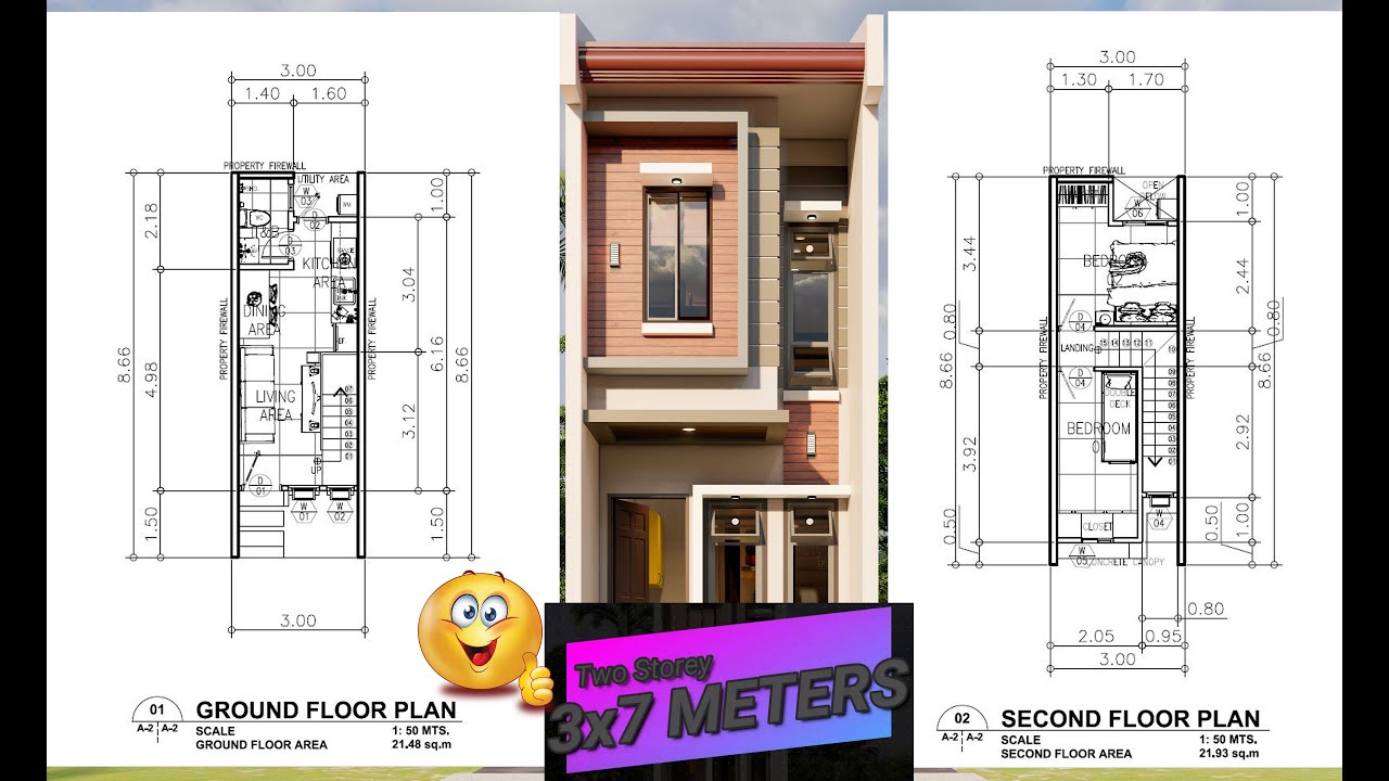Two Storey Small House Design Ideas 3x7 W/ 2 Bedroom w/ Plan (Request #2)