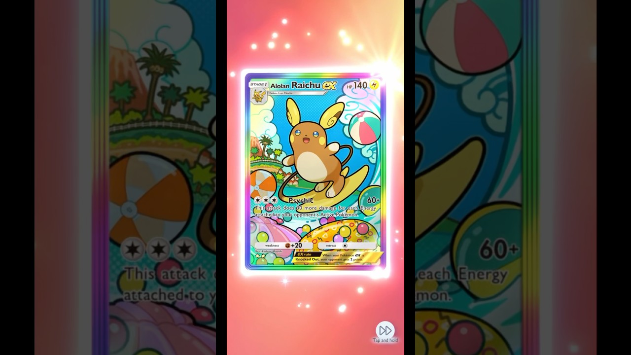 Rainbow Alolan Raichu EX!!  Pok&eacute;mon TCG Pocket.
