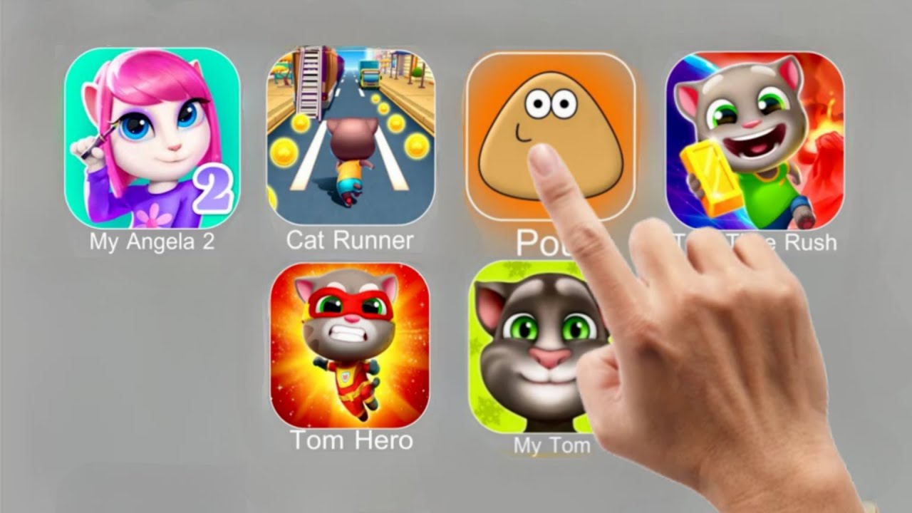 My Angela 2, Cat Runner, Pou, Tom Time Rush, Tom Hero, My Tom.
