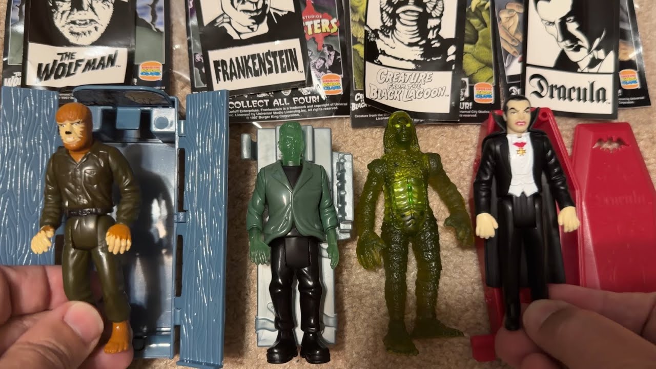 Непреднамеренный ASMR: 1997 Burger King Universal Monsters Kids Food Toys