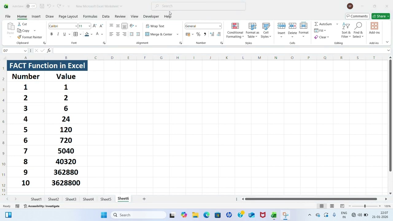 Fact function in Excel. #excel 
