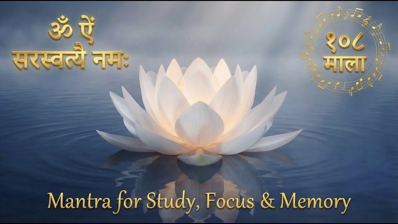 Saraswati Dhyaan Maala | ॐ  ऐं  सरस्वत्यै  नमः | 108 times | Beeja Mantra for Study, Focus & Memory