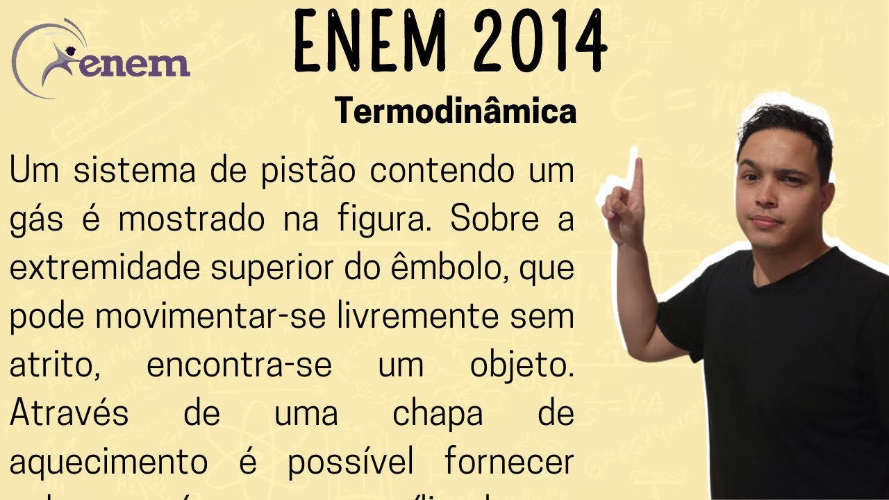 ENEM 2014 - Um sistema de pistão contendo um gás é mostrado na figura. Sobre a extremidade superior