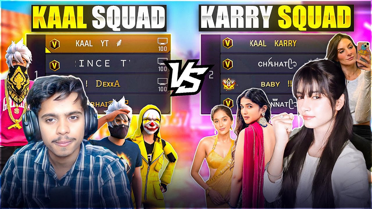 CUTE V BADGE GRIL STREAMER VS KAAL YT ON CS  RANKED FREE FIRE 😱 1 VS 4 👿 GARENA