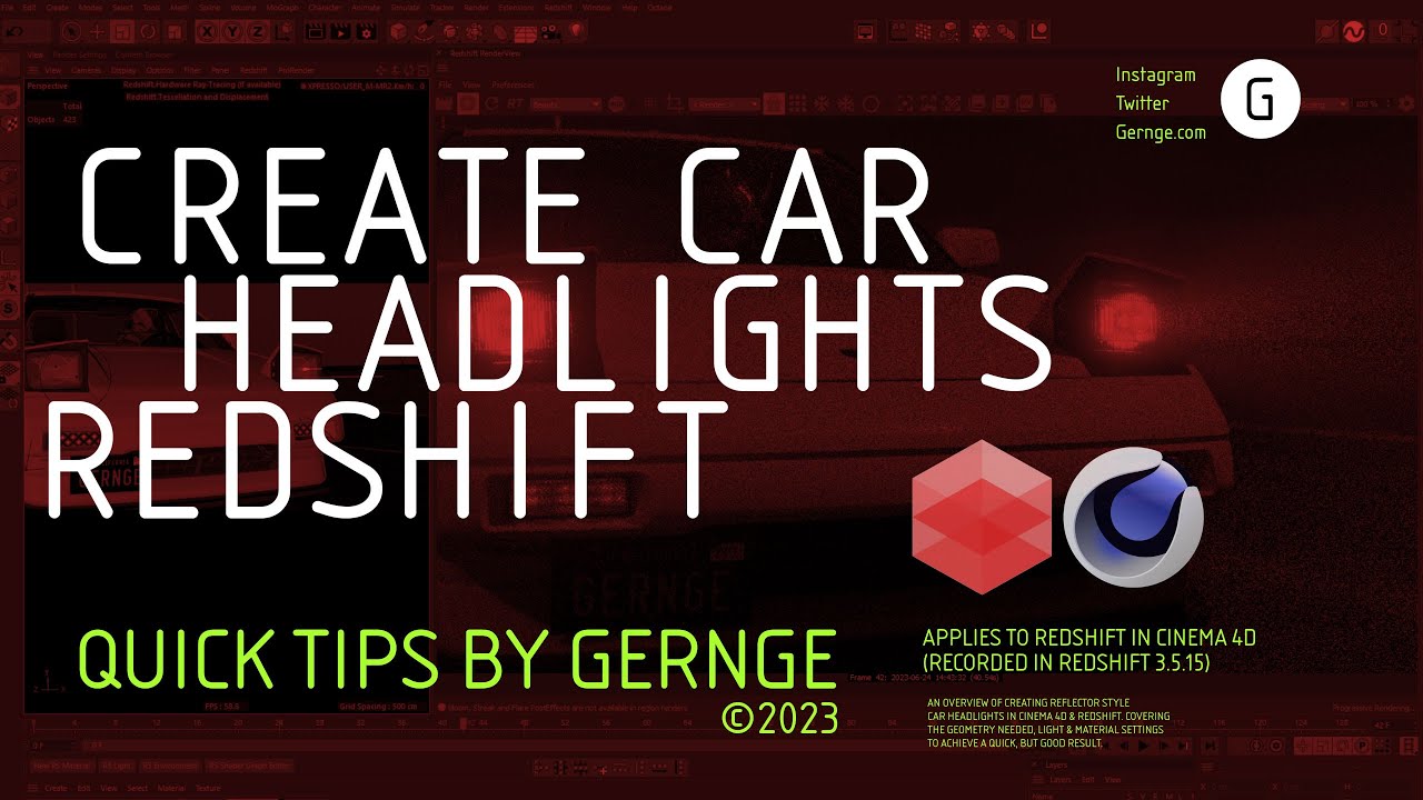 Gernge Quick Tips - Car Headlights | Cinema 4D Redshift