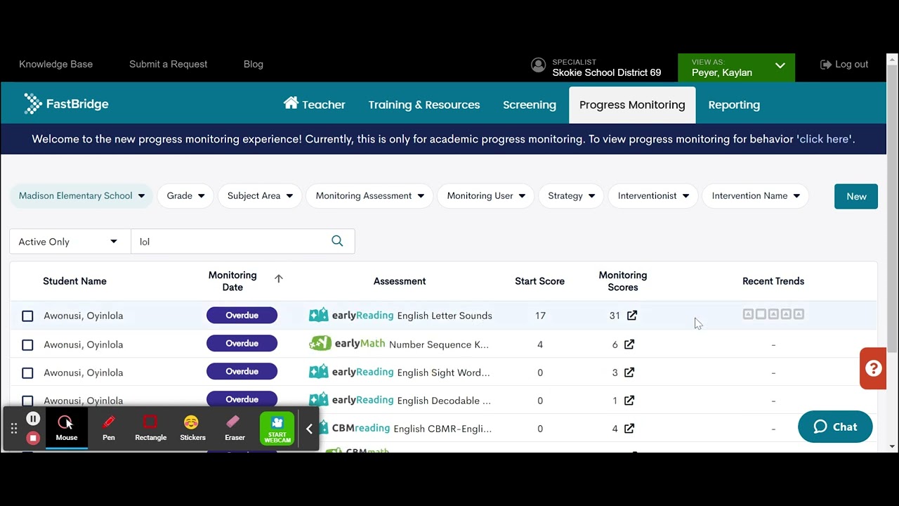Check Progress Monitoring Graphs in FastBridge