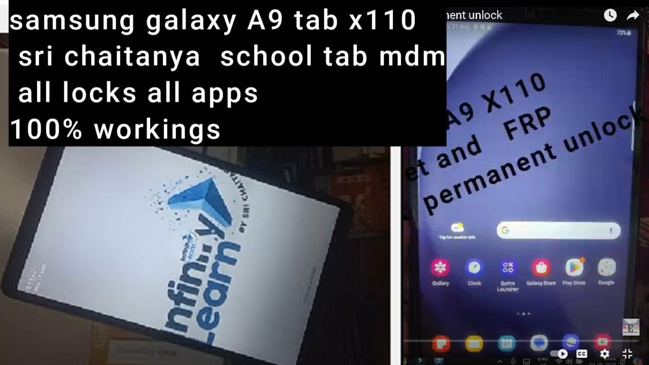 samsung galaxy A9 tab x110  chaitanya  school tab mdm locks all apps 100% working
