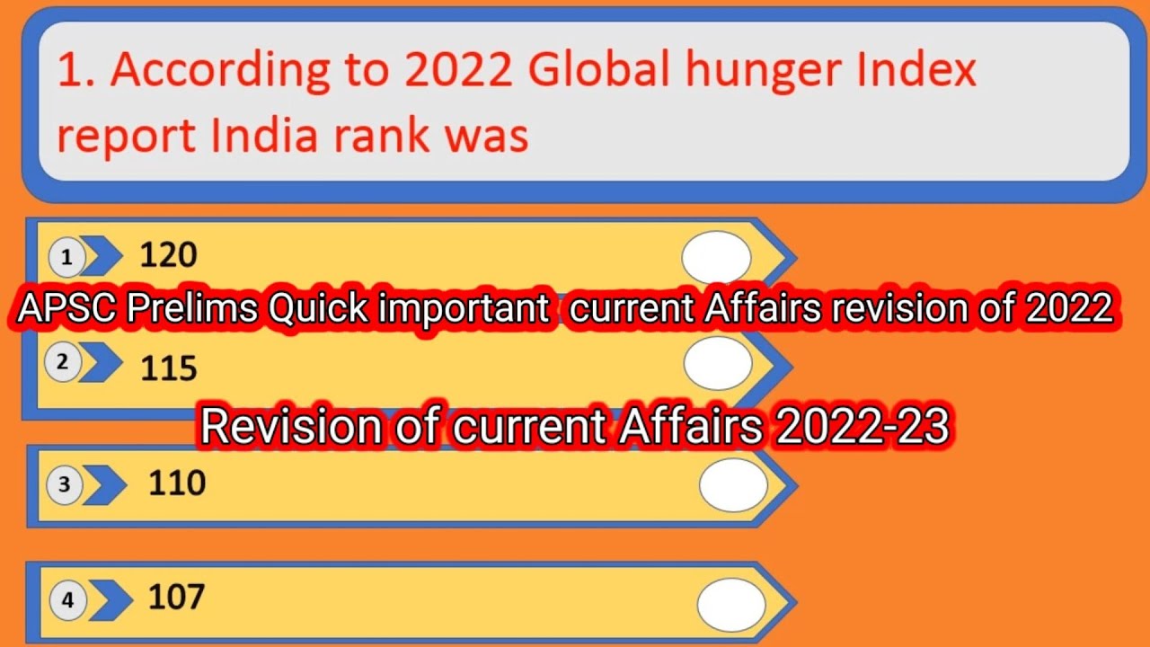 APSC Last minute quick Revision of Important Current Affairs 2022-23. #apsc
