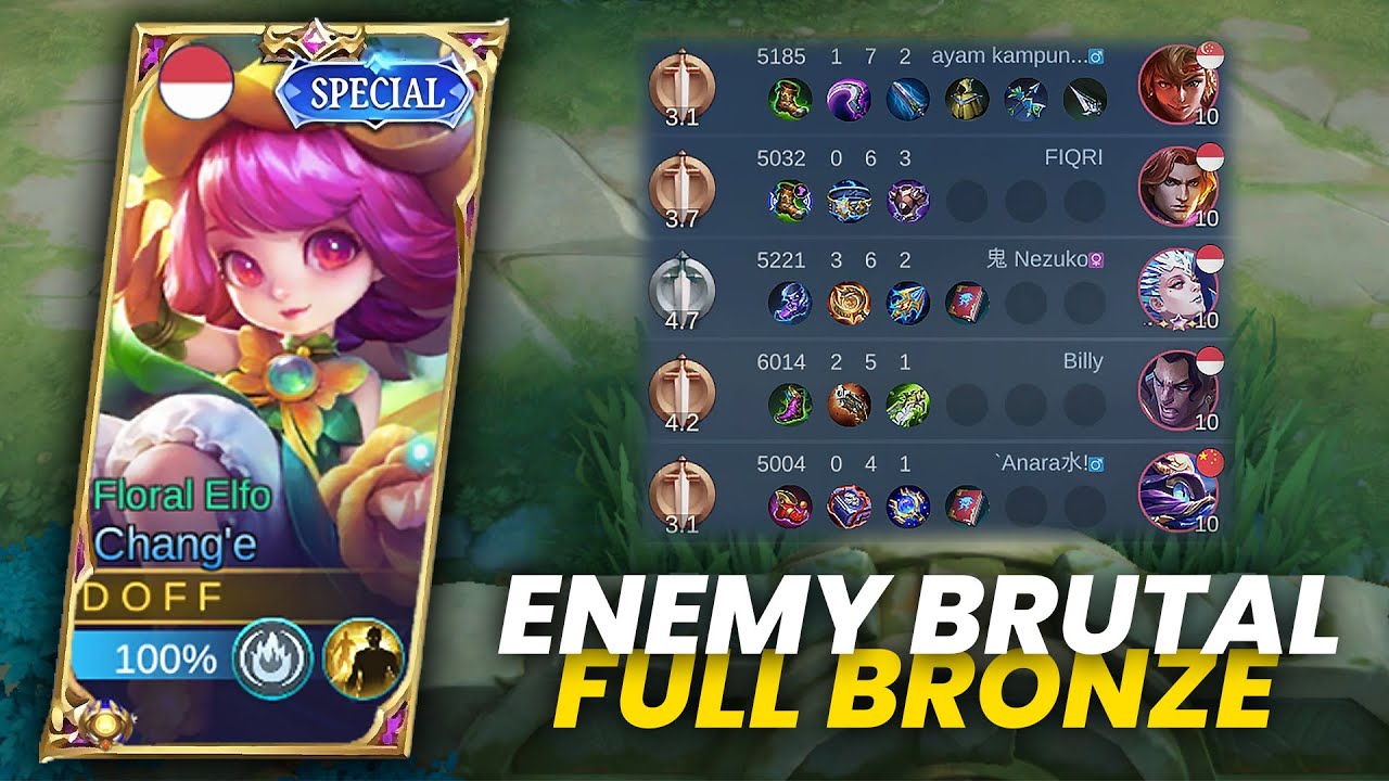 EASY WIN !! ENEMY FULL BRONZE !! BRONZE DAY !! BUILD CHANG'E TERSAKIT 2023 !! MOBILE LEGENDS !! E52