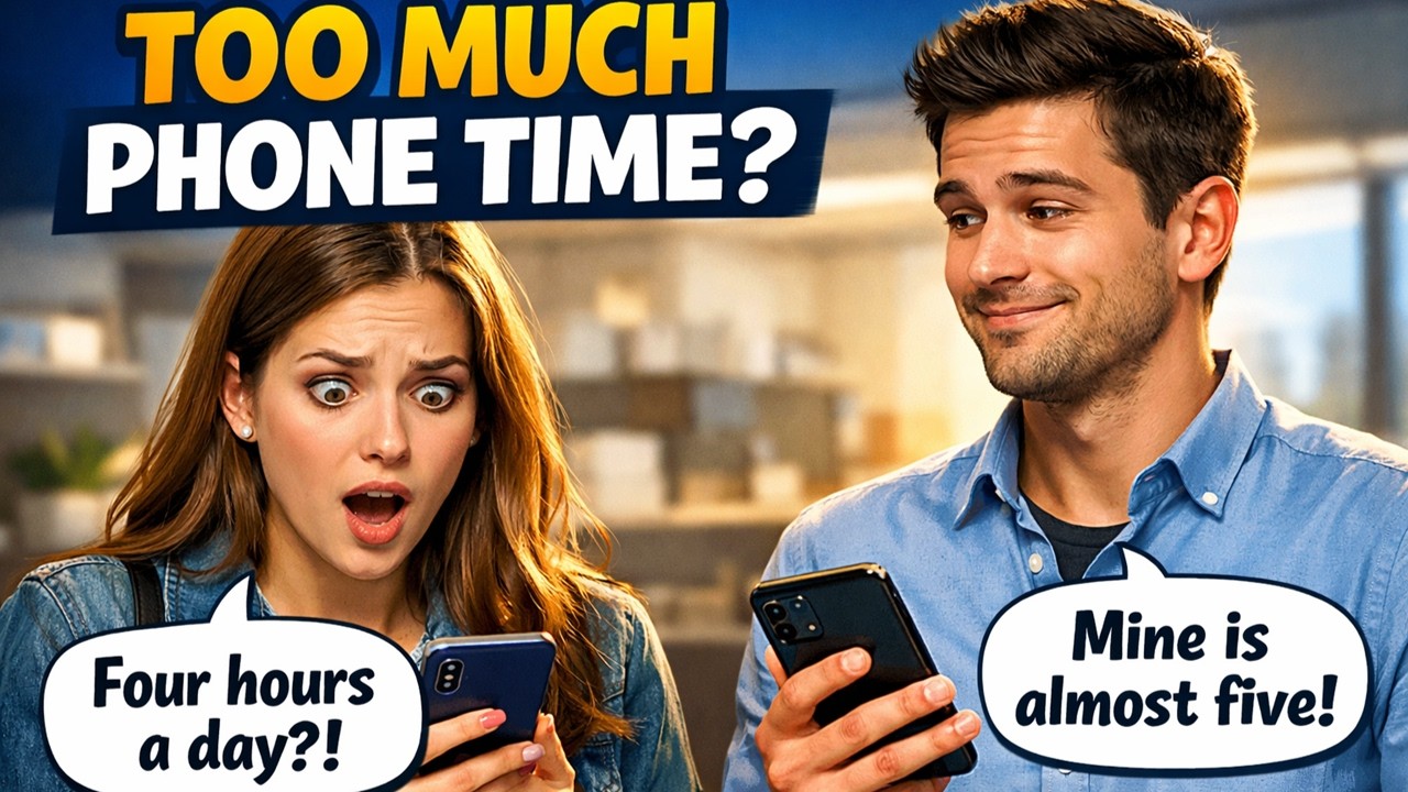 📱 “Four Hours a Day on My Phone?!” – Real Conversation Practice