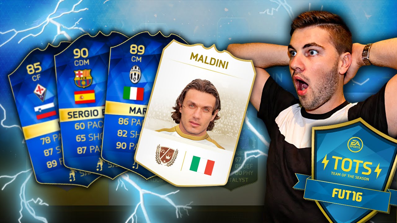 OMG I GOT 3 TOTS AND LEGEND MALDINI!!! FIFA 16 TEAM OF THE SEASON FUT DRAFT!