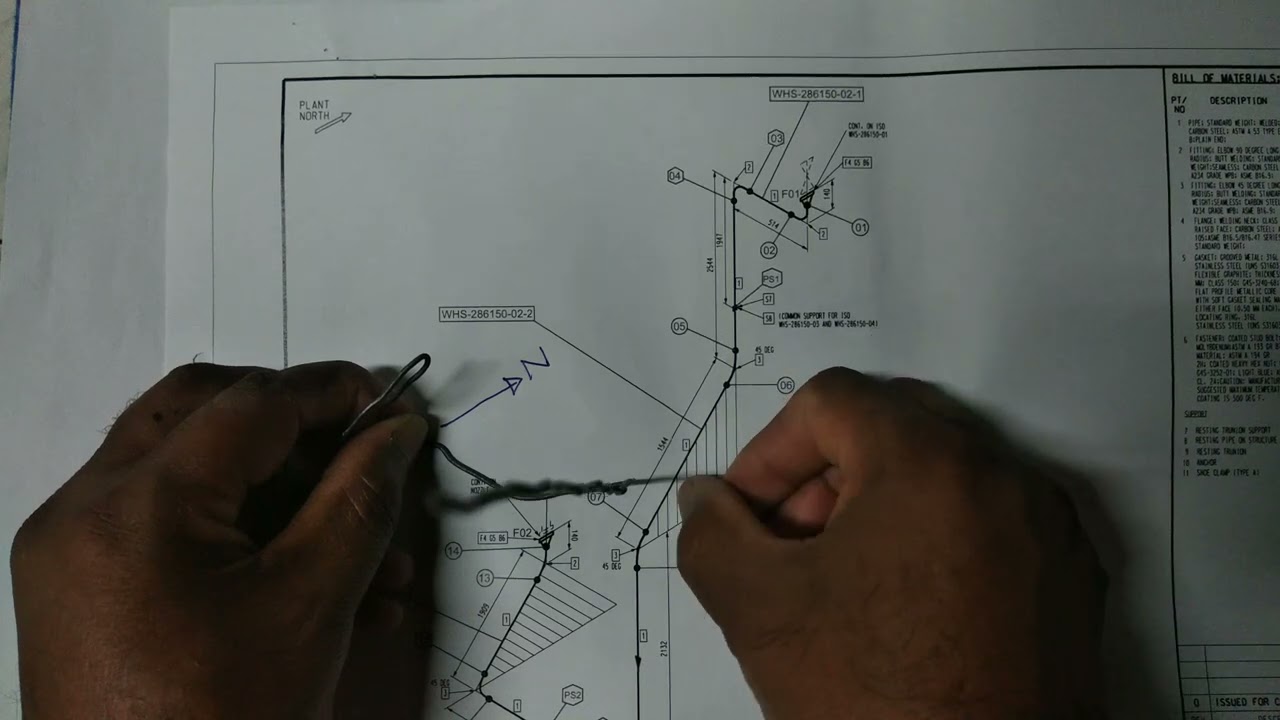 Piping isometric drawing horizontal and vertical rolling wire template bend 📚