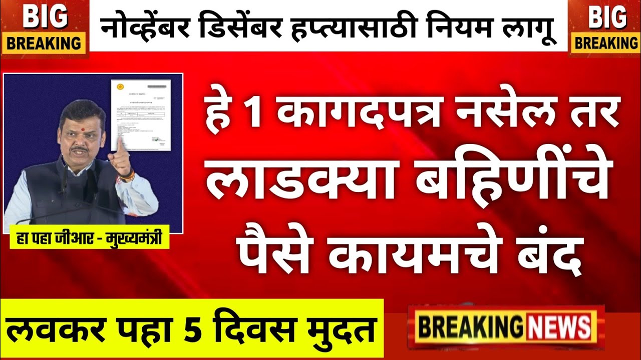  लाडकी बहीण कडक नियम🔴 कागदपत्र नसेल तर पैसे बंद ?|ladki bahin yojna installment|ladki bahin ekyc|