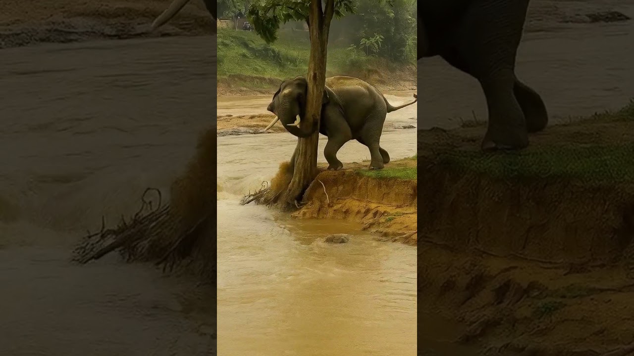 Elephant that splashed in water while playing #elephant #wildanimals #animalshorts