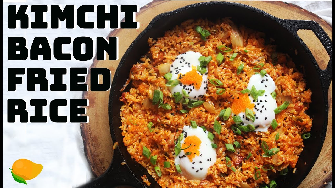 Kimchi Fried Rice Recipe with Bacon (Kimchi Bokkeumbap Recipe)// 베이컨 날치알 김치볶음밥 만들기