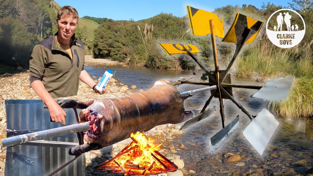 ULTIMATE SPITROAST! Waterwheel Catch and Cook.