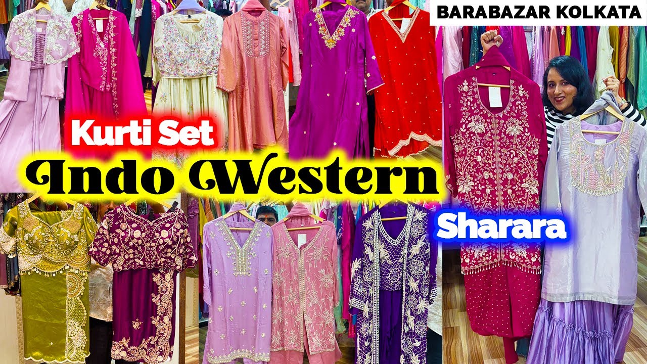 Barabazar Kurti Manufacturer | Pure  Hand Work Mul Chanderi Kurti | Indo Western Sharara Collection