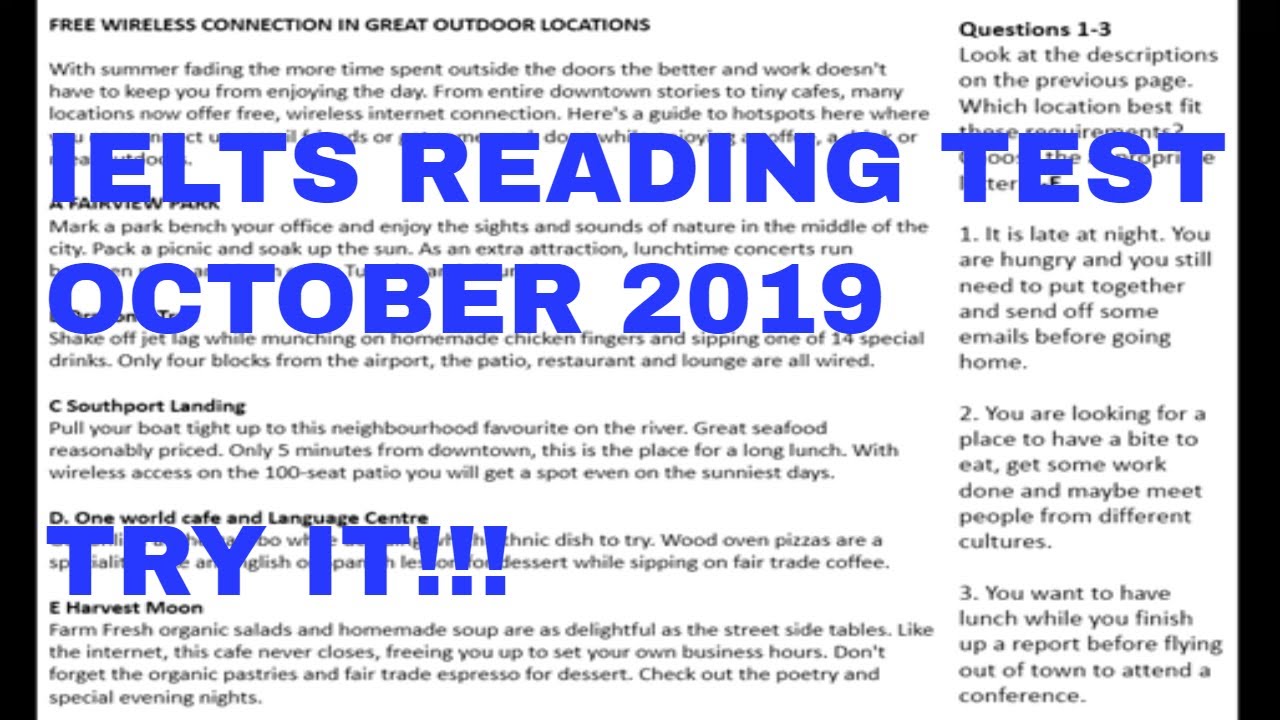 ielts reading latest practice test | general training 2019