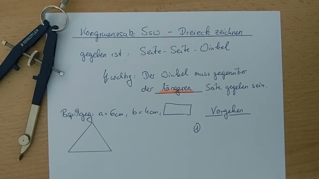 Dreieck konstruieren - Ssw - Seite - Seite -Winkel