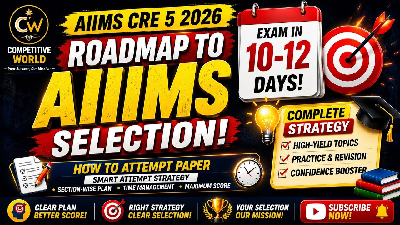 🔥 AIIMS CRE 5 2026 Last 10 Days Strategy | Paper Attempt Plan & Roadmap to Selection (All Posts)