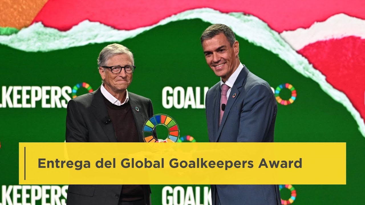 Pedro Sánchez en el acto de entrega del Global Goalkeepers Award