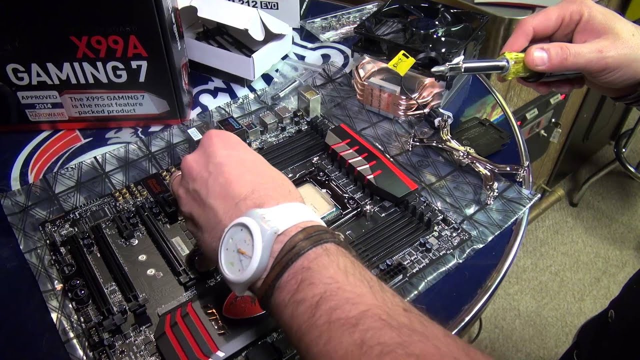 Cooler Master Hyper 212 EVO fan installation on INTEL 2011 plus CPU and RAM install - Part 5