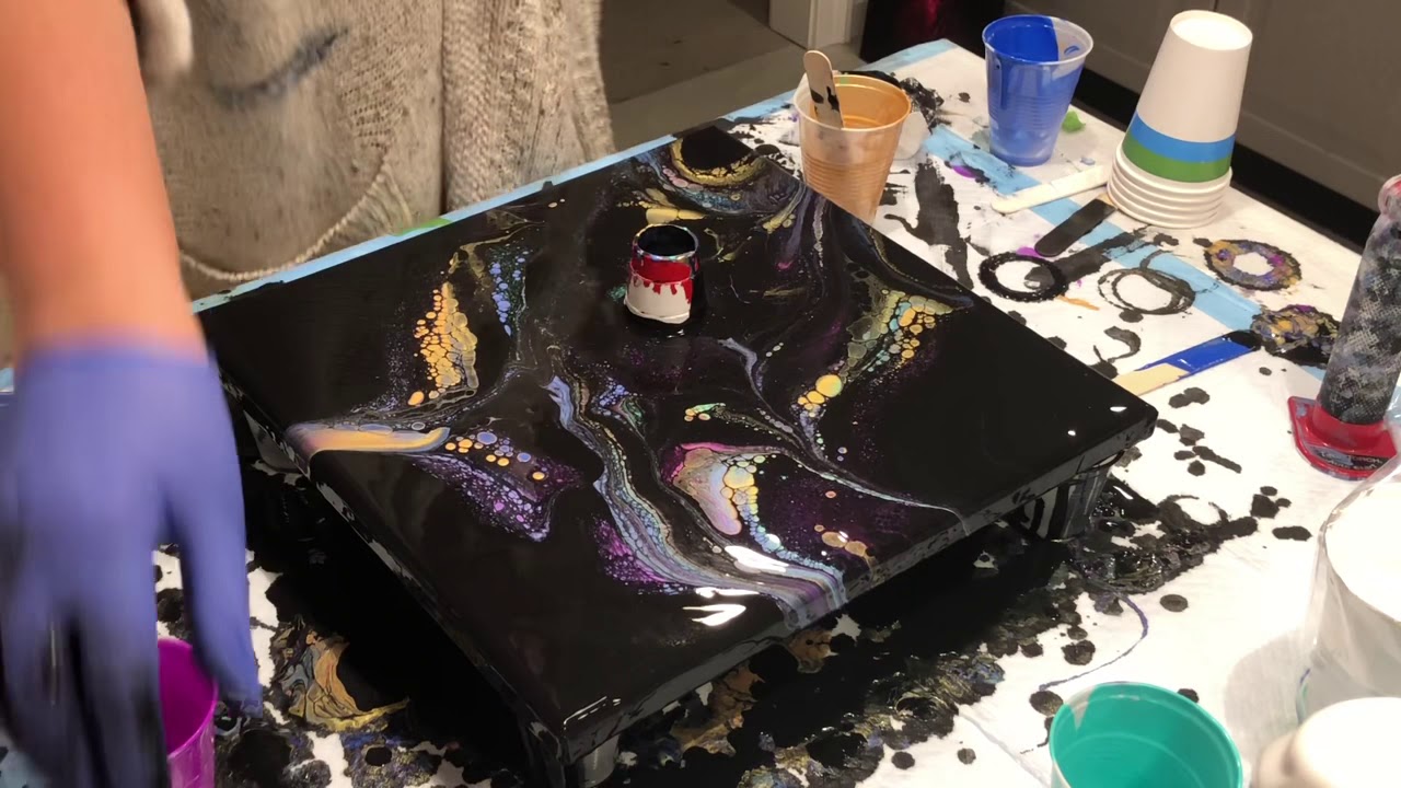 Open cup/ Acrylic Pour / metallics
