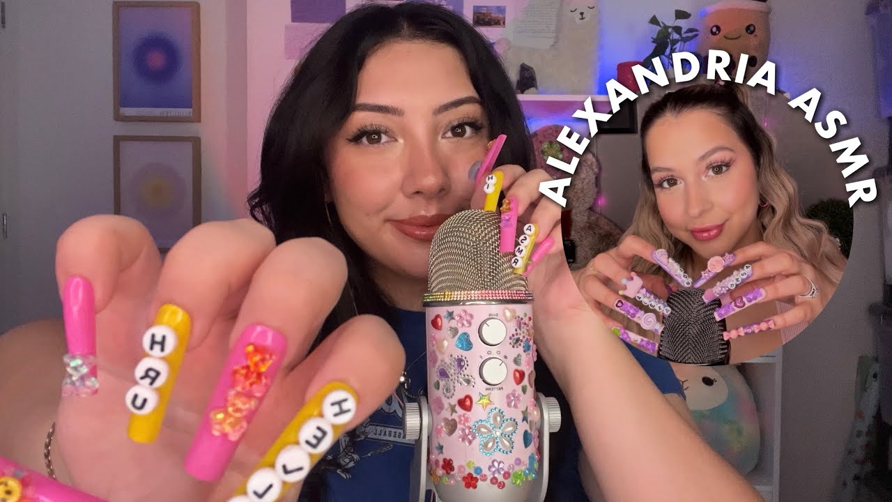 ASMR XXL nail clacking, bare mic scratching, hand movements with @AlexandriaAsmr1 💜💗