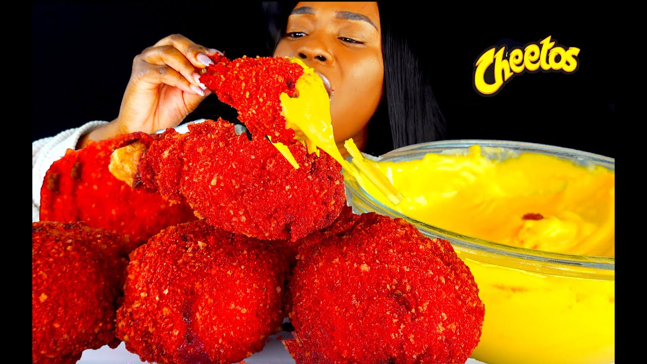 MUKBANG | ASMR CHEESY 2X SPICY NUCLEAR FIRE HOT CHEETOS FRIED CHICKEN | ASMR EATING | ASMR FOOD
