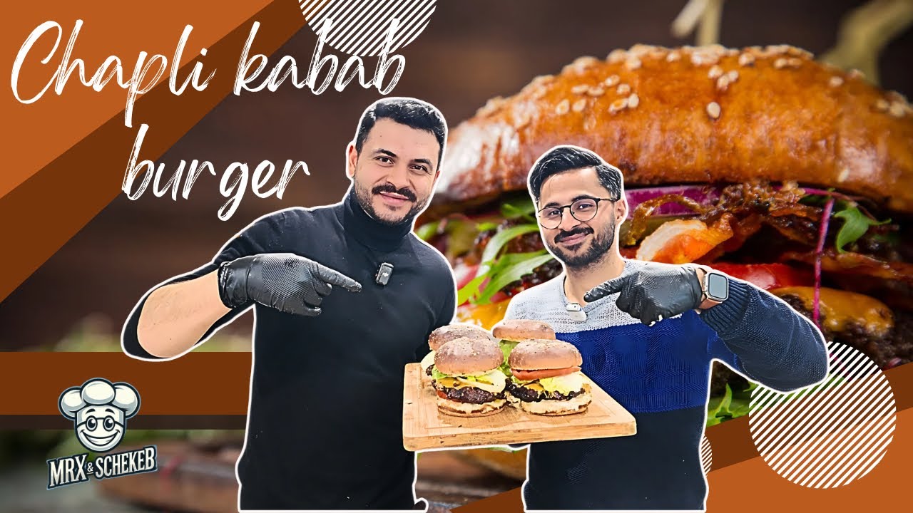 Chapli Kabab Burger | Our First Video | چپلی کباب برگر | اولین ویدیوی ما | MRX & Schekeb