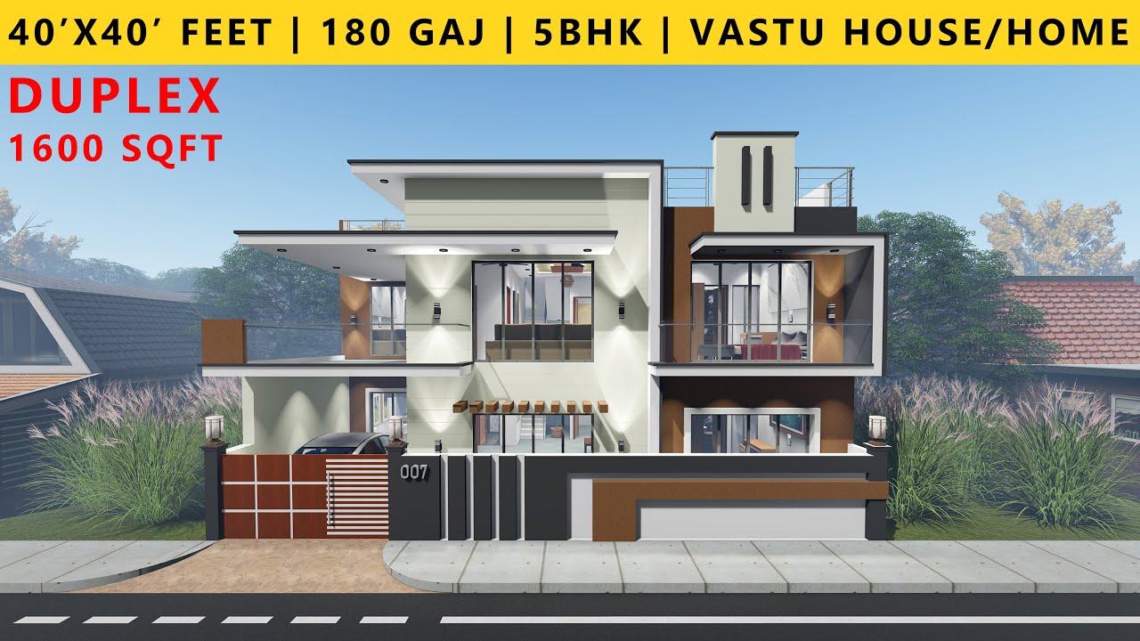 40'X40' FEET | 5BHK BUNGALOW | VASTU | 180 GAJ | 1600 SQFT | MODERN HOUSE | HOME DESIGN | DUPLEX