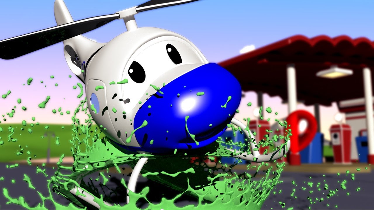 Tom truk derek 🚗  Hector si HELIKOPTER menumpahkan kaleng cat dan KECELAKAAN - Kartun Mobil