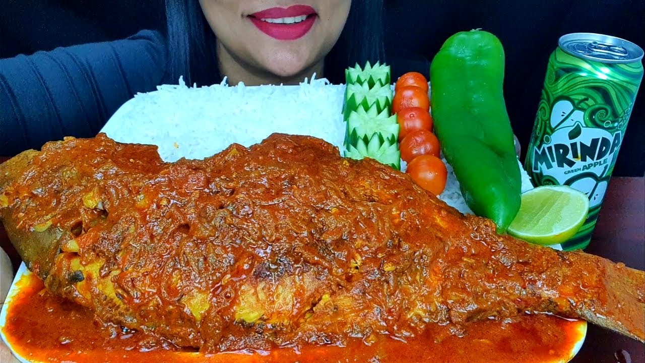 ASMR:SPICY SHERI🐟FISH LAL BHUNA+BASMATI RICE +CHILLI+TOMATO(NO TALKING)ASMR SHOW ||ZAKIA-SPICY ASMR