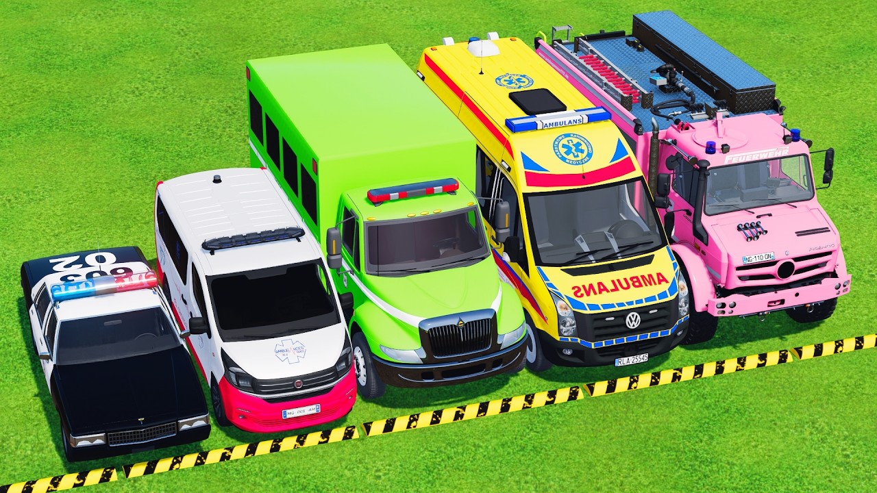 TRANSPORTING POLICE CARS, AMBULANCE, FIRE DEPARTMENT VEHICLES WITH TRUCKS TO THE GARAGE! FS22 #435
