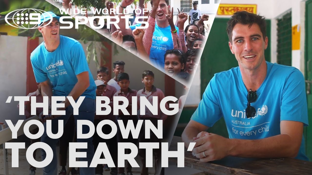 Pat Cummins teaches kids in India how to play cricket with UNICEF | Wide World of Sports