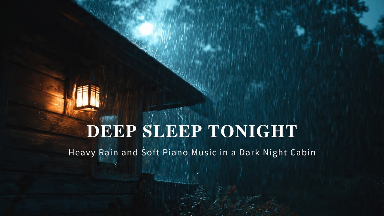 Rain Sounds for Sleep | Soft Piano Ambience in a Dark Night Cabin
