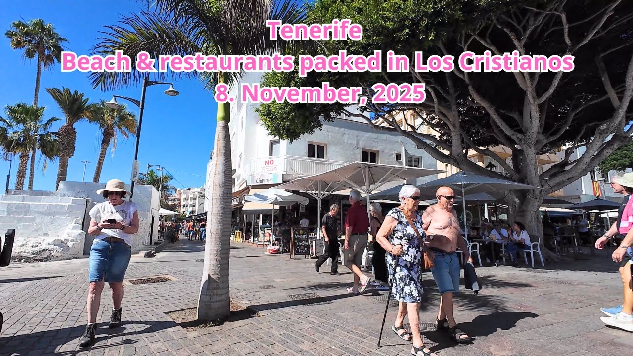 Tenerife - Beach & restaurants packed in Los Cristianos - 8.November, 2025 #loscristianos #tenerife