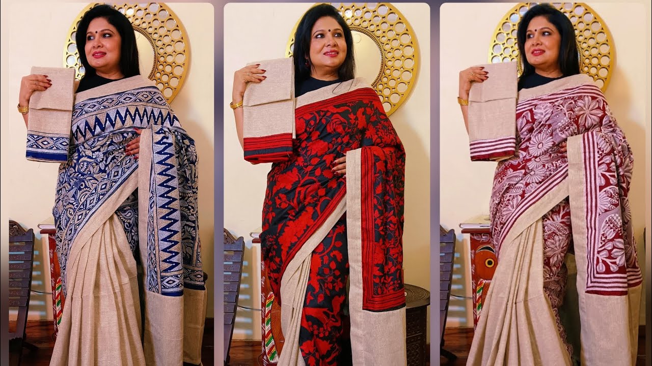 Every Stitch Tells A Story Pure Bangalore Silk kantha with jutelinen, Amritas Creation #9830140480 