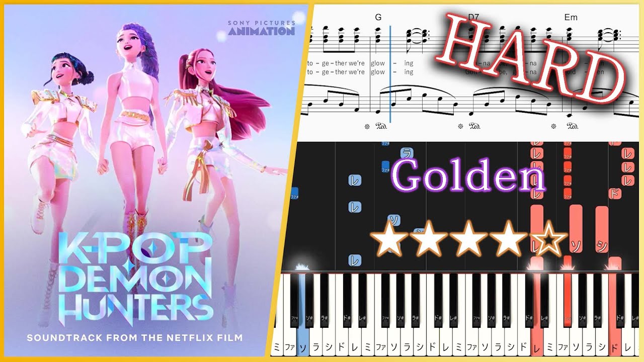 KPop Demon Hunters - Golden - HUNTR/X - Hard Piano Tutorial + Sheets【Piano Arrangement】