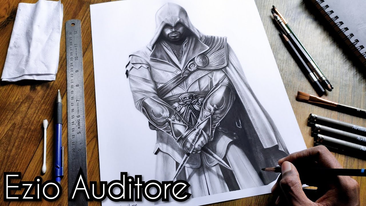 How to draw Ezio Auditore from Assassin's Creed [Time-lapse] pencilme | 2020