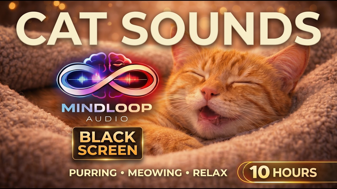 Cat Sounds | Gentle Purring and Meowing for Sleep, Relaxation, and Comfort (10 Hours) Black Screen