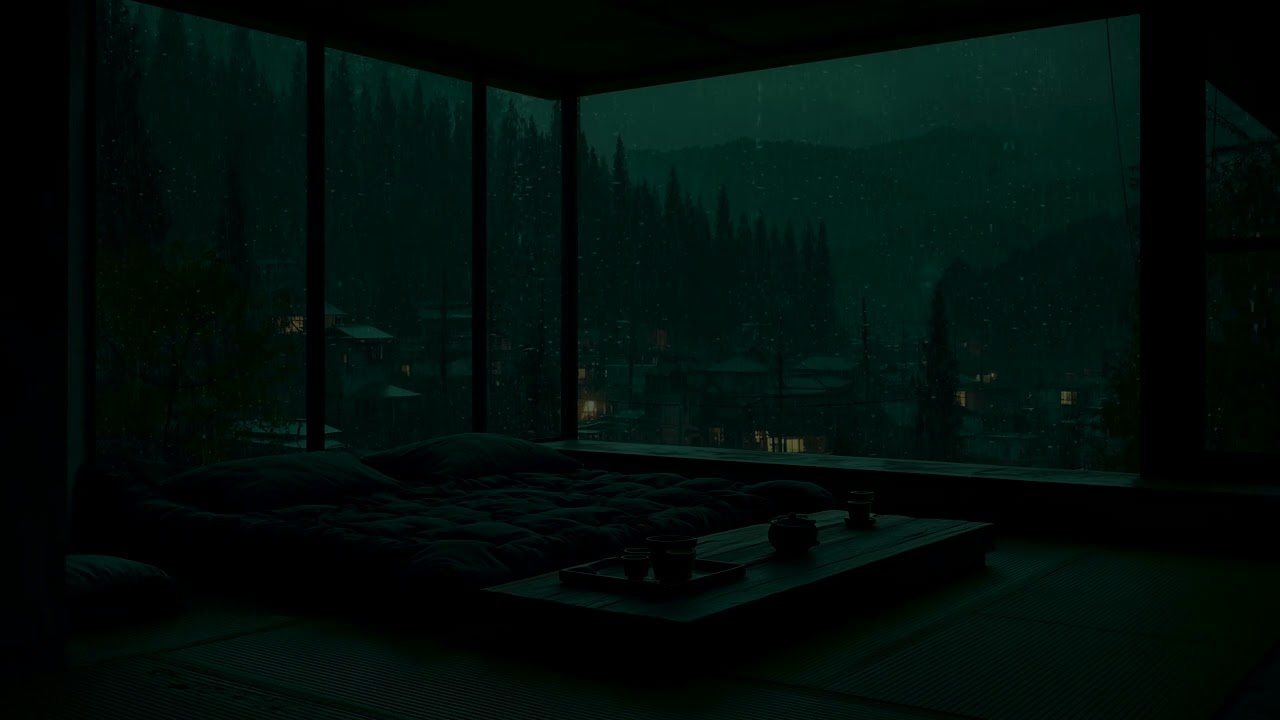 Night Rain Sounds in a Dark Room 🌧 Calm Sleep Ambience for Deep Sleep and Relaxation