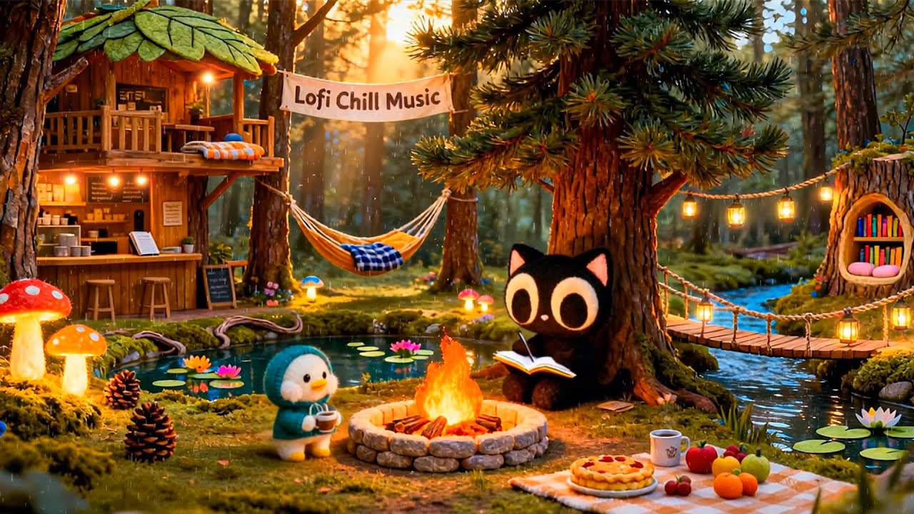 Cozy Lofi Music ☕🌧️ Jazzy Lo-fi Rain for Relax, Study & Work