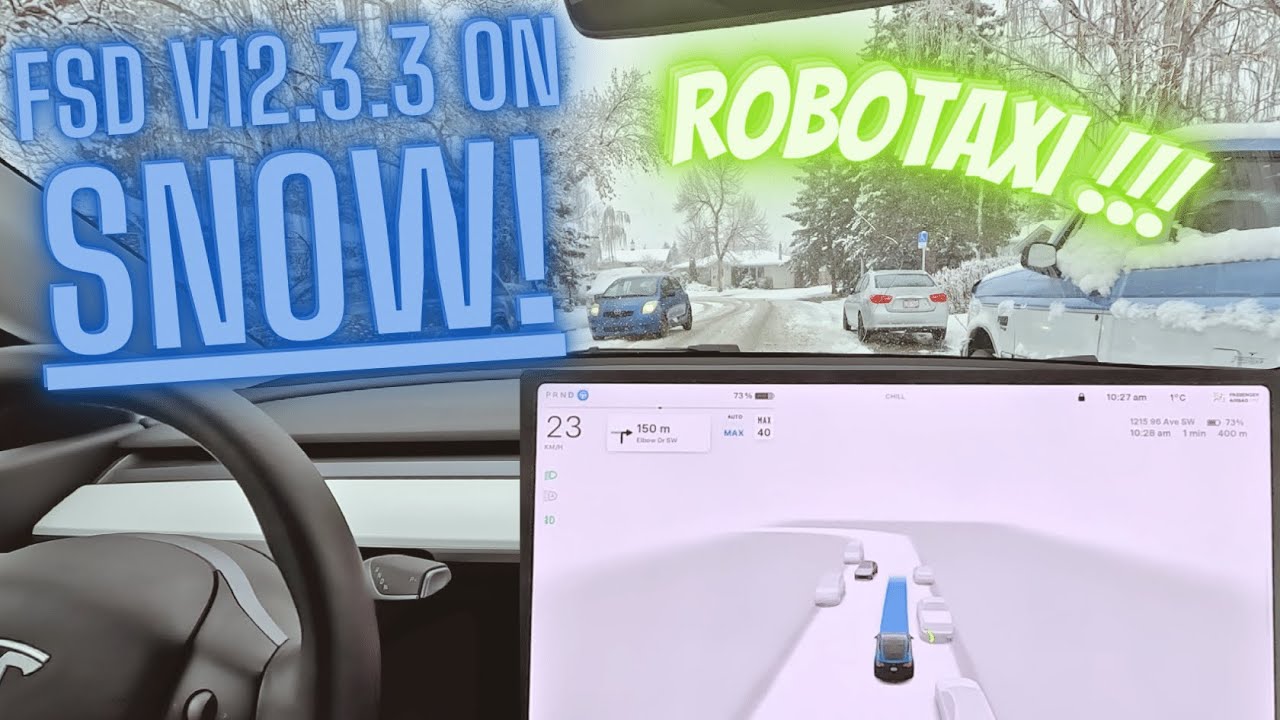 Tesla Full Self Driving Supervised SNOW Improvements! | FSD V12.3.3