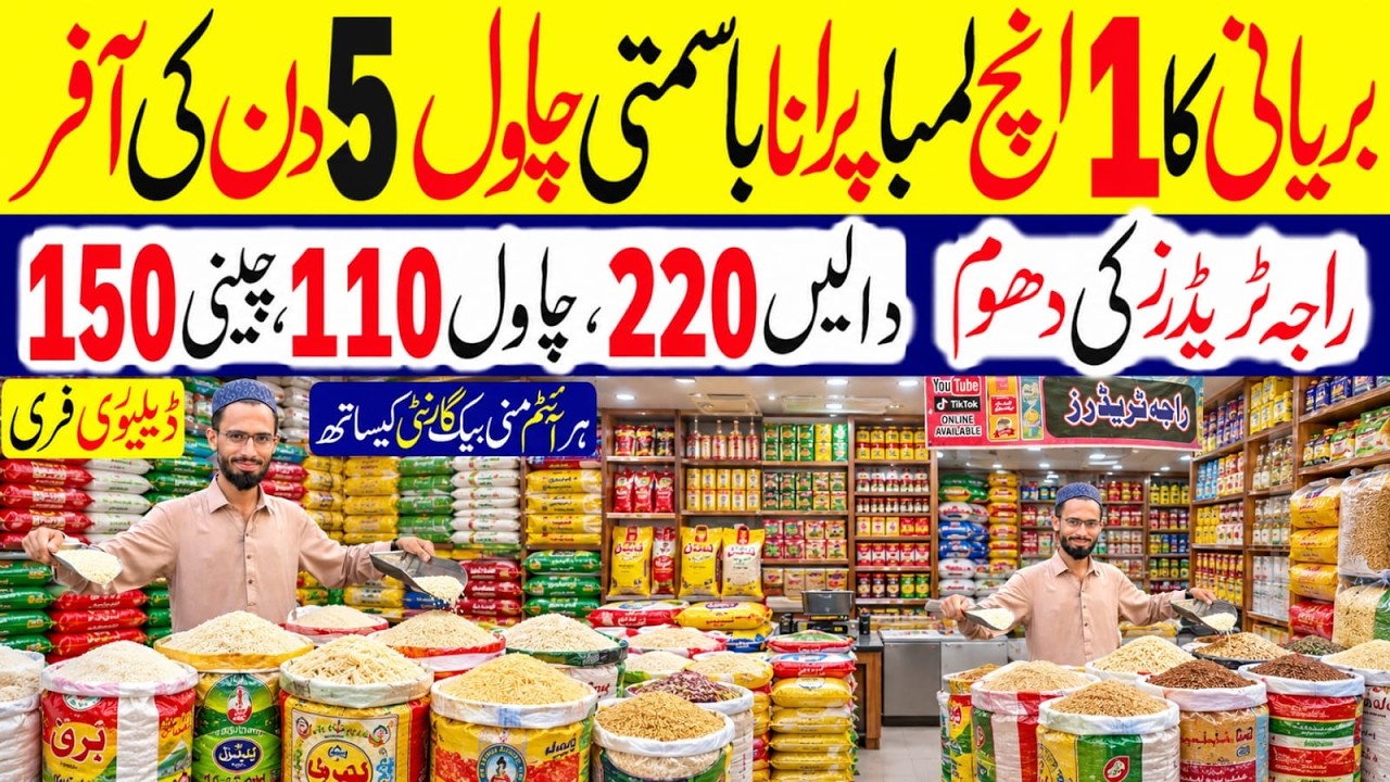03351020817 Chawal Sirf 110 Rs/Kg |  Daalain 220 Rs/Kg | Grocery Market  Bazaar | Karachi
