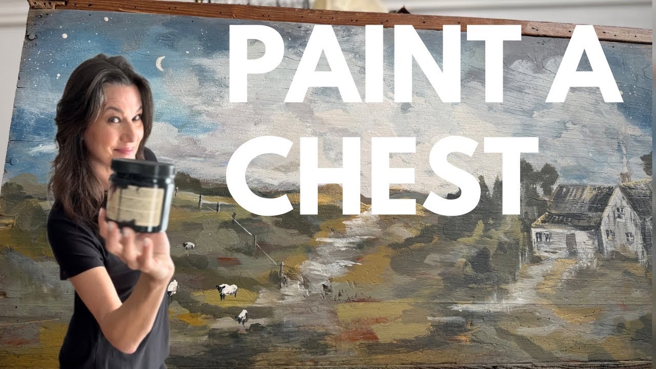Saving History: Hand-Painting a Rustic Scene on an Old Cedar Chest with chalk mineral paint!